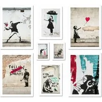 ARTFAVES Bilder-Collage Poster Set Banksy Street Art I mehrteilige Bilderwand I Wandbilder Ban, (Wandbilder modern, 8 St)
