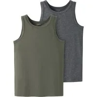 Name It Unterhemd NKMTANK 2P für Jungen mit Rundhals und elastischem Tragekomfort (Packung, 2-St) normal, Jersey, eingefasste Kante, Rundhals