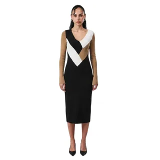 Boss - "Florency" Midikleid für Damen, Viskose, Schmal (Schwarz/Braun/Weiß)