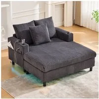 REDOM Loungesofa Chaiselongue-Relaxsessel,mit LED-Licht, Getränkehalter & USB-Anschluss, Polsterstuhl Schlafsofa, ergonomisch