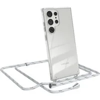 EAZY CASE Handykette Hülle mit Kette für Samsung Galaxy S23 Ultra 6,8 Zoll, Hülle Smartphonekette für Unterwegs Festivalhülle Transparent Weiß