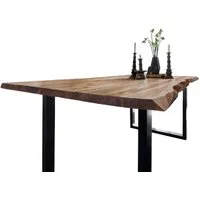 SAM® Baumkantentisch Neapel, massives Akazienholz, Baumkante, Metallgestell U-Form, bis 3 Meter