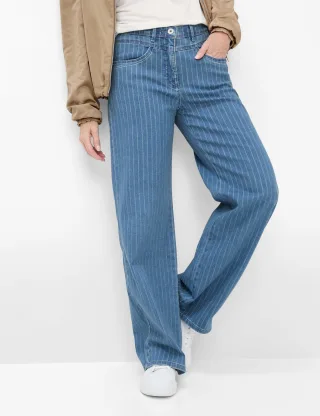 Raphaela by Brax Damen Palazzohose Style LAURA FLARED BLEACHED, denim hellblau, Gr. 46K