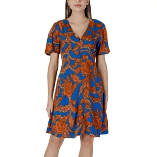 Blumenmuster Kleid mit kurzen Ärmeln A-Linie