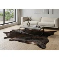 KUHFELL online & NOMAD Fellteppich Kuhfell Rinderfell Teppich Dunkelbraun Schwarz Natur 210- 230 cm Lang