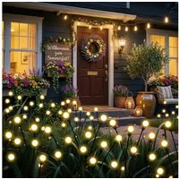 Norvéa Home LED Gartenleuchte Solar Glühwürmchen Gartenleuchten 4er Set 32 LED warmweiß, LED fest integriert, warmweiß, Glühwürmchen-Effekt, 8 Lichtmodi, automatische Dämmerungsfunktion
