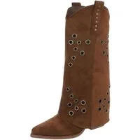 Ital-Design Modische Stiefel mit Metallösendetails für Damen Westernstiefel (91261250) Blockabsatz Stiefel in Braun