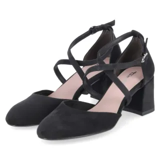 Tamaris Riemchenpumps - Gr. 37 - Schwarz - Textil