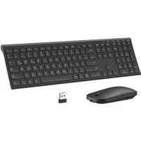 Seenda KS15F 2.4G Ultraflach Wireless Tastatur und Maus Aufladbar Tastatur- und Maus-Set, (aus Aluminium), Funktastatur Dünn für Windows/PC, Computer, Laptop