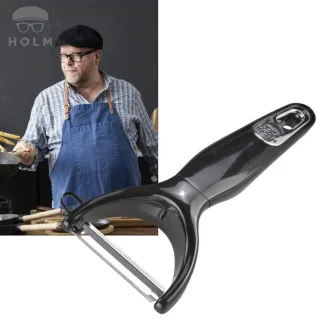 Ergonomischer Gemüseschäler aus Metall mit beweglicher Klinge | Holm. Die strukturierte Küchenvorbereitung für Ihren geordneten Alltag.