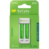 Gp ReCyko GP 2x 850mAh AAA Akku mit Akku-Ladegerät, USB Charger, E211 Batterie-Ladegerät