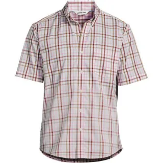 Ultimativ-Hemd mit kurzen Ärmeln, Classic Fit, Herren,  Beige, Elasthan/Baumwoll-Mischung/Polyester-Mischung, by Lands' End