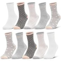 sockenkauf24 Basicsocken 10 Paar Damen Socken Mehrfarbig Streifen Punkte (34911/2, 39-42) Herzen Maritim Baumwolle