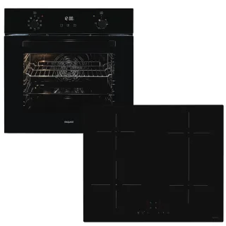 exquisit Backofen-Set "EBE257-H-020 schwarz" Set, 2 Stk. tlg. Schokolade schmelzen o. Pommes frittieren - mühelos mit Induktionsfeld