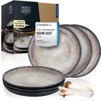 Moritz & Moritz Dessertteller VIDA Dessertteller für 6 Personen Beige, (6 St), Spülmaschinengeeignet, Porzellan Dessertteller