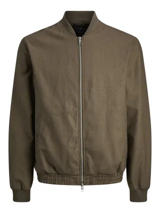 JACK&JONES - JPRBLALEISTER LINEN BLEND BOMBER JKT LN Morel - Gr. - XL