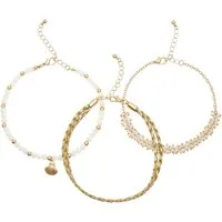 LASCANA Fußketten Set 3 einzelne Fußkettchen in Boho Stil, und Glasperlen, Fußkettchen mit Anhänger