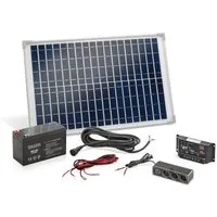 esotec Solaranlage PV-Solar Inselanlage 20Wp, 12V 8Ah Akku, Kabel, Laderegler 120005, (Komplettset)