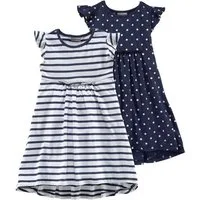 KIDSWORLD Jerseykleid für kleine Mädchen (Packung, 2-tlg., 2) kniefrei, modischer Stil, aus reiner Baumwolle, breite Träger