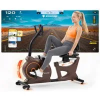 Wenoker Heimtrainer App-kompatibler Liege-Heimtrainer mit 15-stufigem Magnetwiderstand (1-tlg., kompatibel mit Fitness-Apps, ausgestattet mit integriertem Pulsfühler), Ultra-leise Magnetbremse, atmungsaktive Rückenlehne, LCD-Display