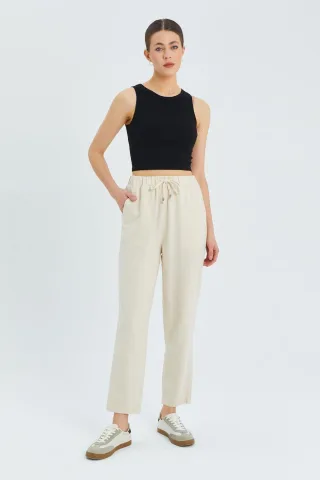 Hose mit hoher Taille und Kordelzug