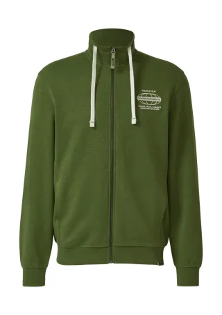 s.Oliver Red Label - Sweatshirt-Jacke mit Flammgarnstruktur und Artwork grün - Gr. - S