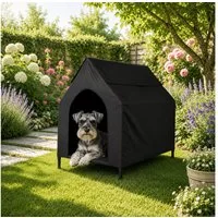 belviona Gartenliege, erhöhtes Hundebett belastbar bis 40 kg, 90x65x85 cm, schwarz, 1 St., für Garten, Terrasse & Balkon, wasserabweisend