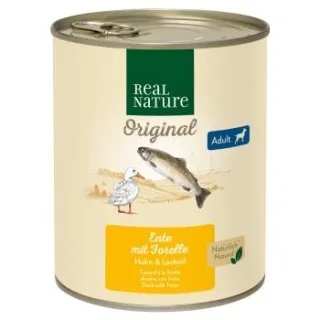 REAL NATURE Nassfutter Hund Adult Ente mit Forelle 12x800 g