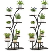 COSTWAY Blumenständer Pflanzenständer mit Wachstumslichtern (2 St), 8-stöckiges Pflanzenregal