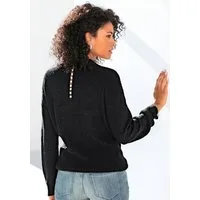 LASCANA V-Ausschnitt-Pullover mit Zierperlen im Rücken, femininer Strickpullover