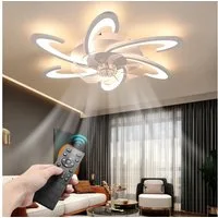 LETGOSPT Deckenleuchte Leise Deckenventilator mit Beleuchtung 85W Deckenlampe Mit Ventilator, RGB-Hintergrundbeleuchtung, LED fest integriert, Neutralweiß, Kaltweiß, Warmweiß, 6/8 Lichter Design Deckenventilatoren mit Fernbedienung Dimmbar