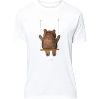 Mr. & Mrs. Panda T-Shirt Bär Schaukel, Tshirt, Weiß, Lustiges T-Shirt, Jersey-Shirt, Tshirt, m (Packung) Spruch-Shirt V-Ausschnitt T-Shirt Baumwoll T-Shirt