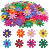 FOUORTUNATE-BEE Filzband 200 Stück Filzblumen 3 cm bunt Deko Basteln Stoffblumen Set, Für DIY Nähen Kleidung Deko Hochzeit Geburtstag Bastelzubehör