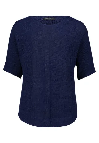 Betty Barclay - Strickpullover mit U-Boot-Ausschnitt und Halbarm blau - Gr. - 36