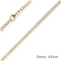 Schmuck Krone Goldkette 2mm Panzerkette weit aus 585 Gelbgold 42cm, Gold 585