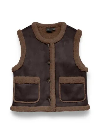 VERO MODA - VMLINA SHORT TEDDY WAISTCOAT Chocolate Torte - Gr. - L