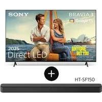 Sony K-65S3 DLED-Fernseher (164 cm/65 Zoll, 4K Ultra HD, Smart-TV, Google TV, 65 BRAVIA 3 + HT-SF150 Soundbar)