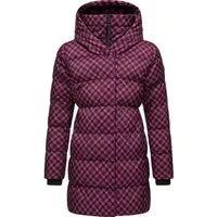 Ragwear Steppmantel Niara Print wasserdichter Mantel mit angesagtem Hahnentritt Muster
