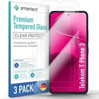 smartect Displayschutzglas Schutzglas Panzerfolie Klar für Telekom T Phone 3, Set, 3 Stück, Schutzfolie Glasschutz Bildschirm