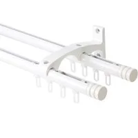 DécoProfi Innenlaufschiene Gardinenstangen Set 2-läufig, Endkappe mit Rille, Ø 20 mm, Wandträger, verschraubt, Aluminium / Zinkguss, Set komplett