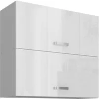 Küchen-Preisbombe Hängeschrank 80 cm Küche Bianca Weiß Hochglanz + Grau Küchenzeile Küchenblock