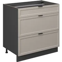 Vicco Unterschrank Fame-Line, GrauBeige/Anthrazit, 80 cm mit 3 Schubladen, ohne Arbeit... (1-St)