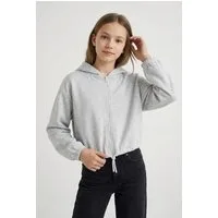 TOM TAILOR Sweatjacke Full Zip mit Kordelzug in kurzer Form