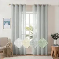 Sunicol Gardine 2er Set Voile Vorhänge Sheer mit Ösen Transparente Leinenvorhang, Leinen Optik Wohnzimmer Lichtdurchlässig Dekoschal Schlafzimmer