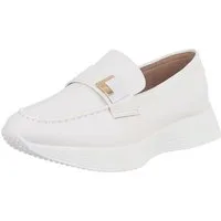 Ital-Design Atmungsaktive Plattformsandale für Damen im Alltag Slipper (89852506) Keilabsatz/Wedge Mokassins in Weiß