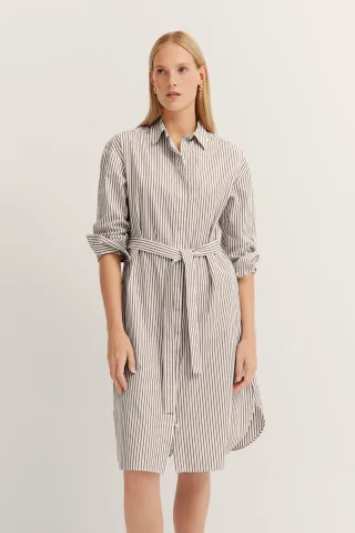 Bugatti Damen Hemdblusenkleid mit Bindegürtel