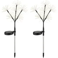 GLOBO LIGHTING LED Solarleuchte, LED-Leuchtmittel fest verbaut, Warmweiß, Solarleuchte Edelstahl Steckleuchte Gartenlampe LED Erdspieß H 60cm 2x