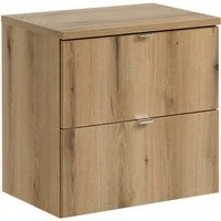 Lomadox Waschtisch NEWPORT-56-OAK, Waschbeckenschrank, 60 cm, in Eiche, Metallgriffe, geringe Tiefe