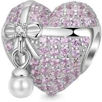 Gnoce Bead Gnoce Charm Herz-Geschenk rosa FDC068 Silber