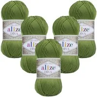 Alize 5 x ALIZE Diva Häkelwolle, 350 m, Spitze,Acrylgarn,Seideneffekt,Häkelkunst